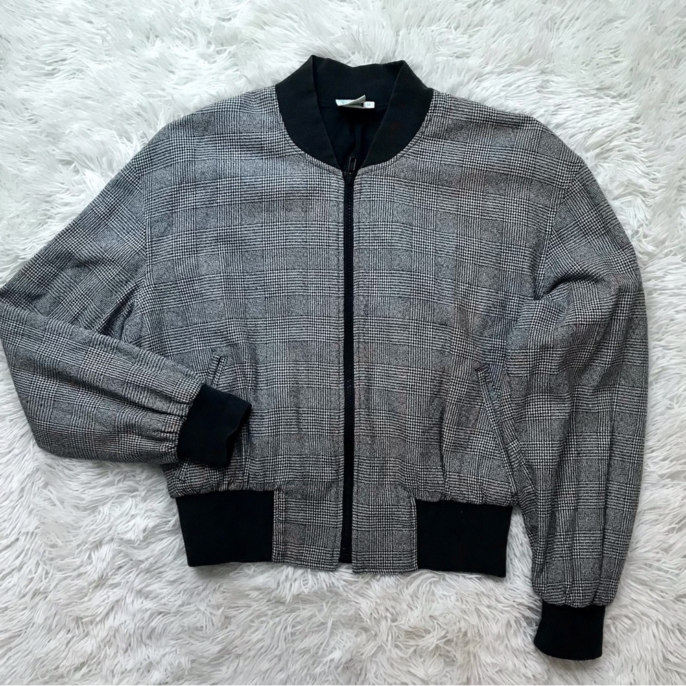 Vintage Glen Plaid Bomber Jacket Size Medium